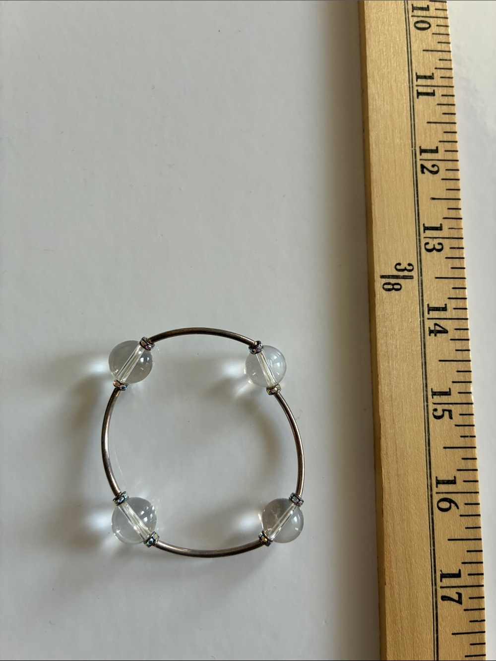 Source Unknown Clear Bead Silver-Tone Stretch Bracelet